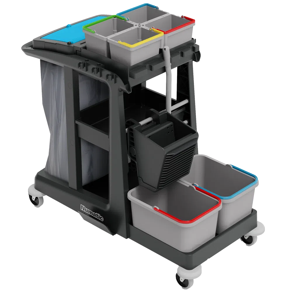 Chariot de Lavage Eco-Matic 3 avec Presse Verticale : Efficacité et Praticité Professionnelle